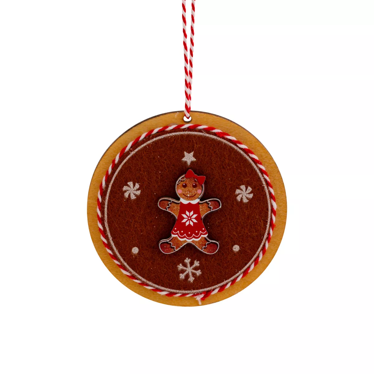 Decorazione natalizia in legno (D9 cm) Tronchetto Pan di zenzero Marrone