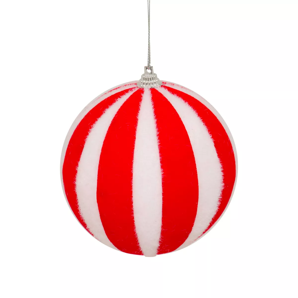 Pallina di Natale (D100 mm) a Righe Rosse e Bianche