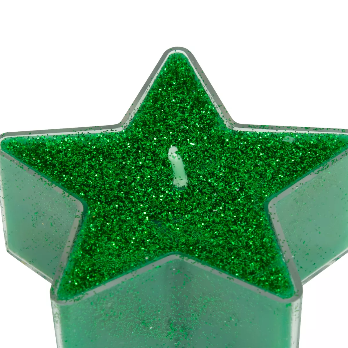 Set di 4 candele a lumino Stelle Verde glitterato