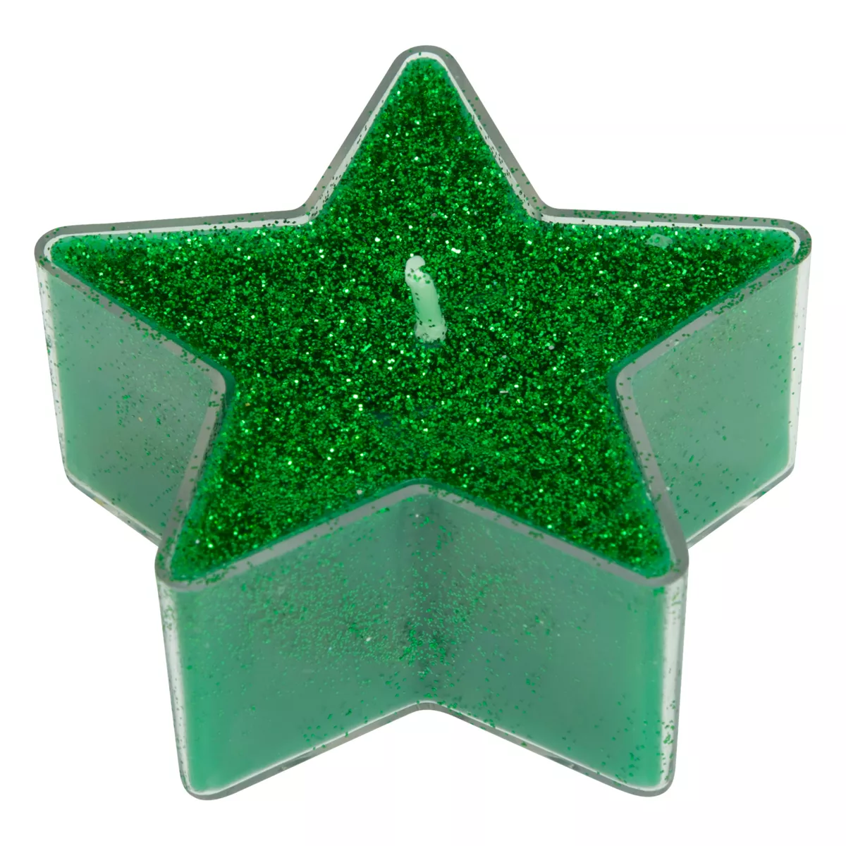 Set di 4 candele a lumino Stelle Verde glitterato