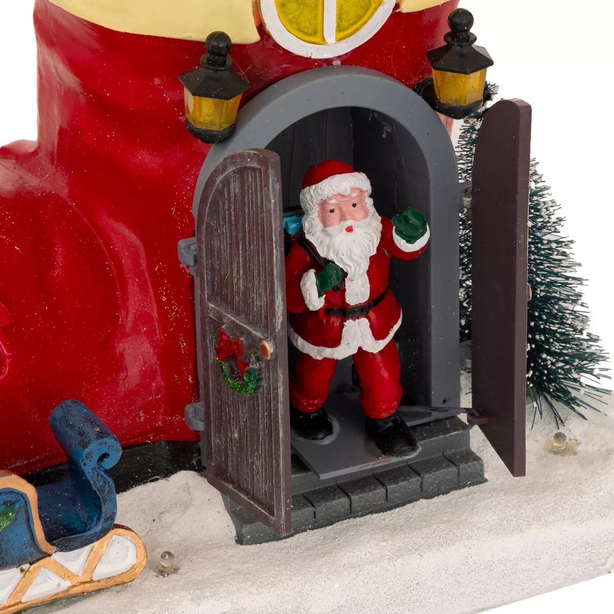 Scena di vita animata e musicale (H22 cm) Stivale di Babbo Natale