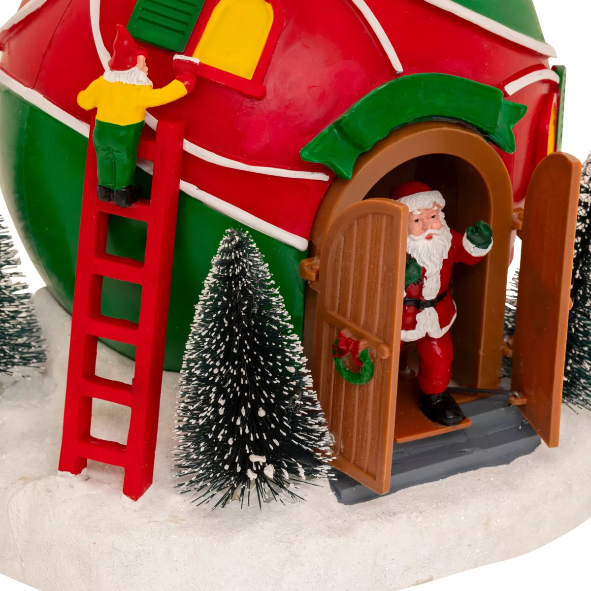 Villaggio di Natale musicale e animato a pile (H22 cm) Capanna di Babbo Natale