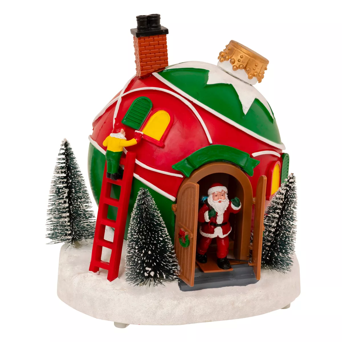 Villaggio di Natale musicale e animato a pile (H22 cm) Capanna di Babbo Natale