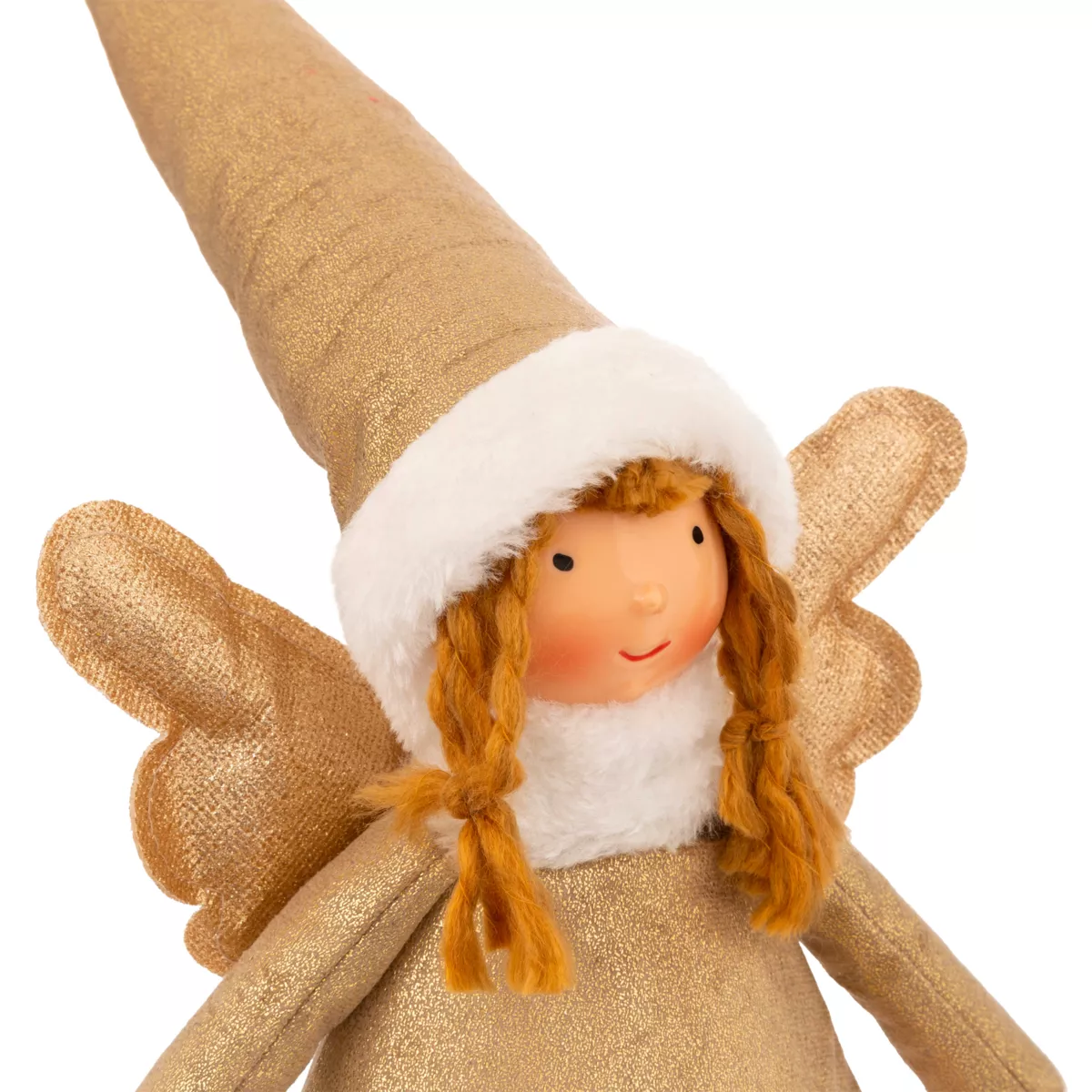 Leuchtender Weihnachtsengel mit Batteriebetrieb (H95 cm) Teleskopische Mondfee Goldfarben