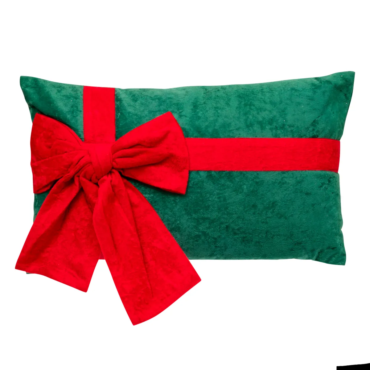 Cuscino di Natale rettangolare (30 x 50 cm) Fiocco in velluto Rosso e verde