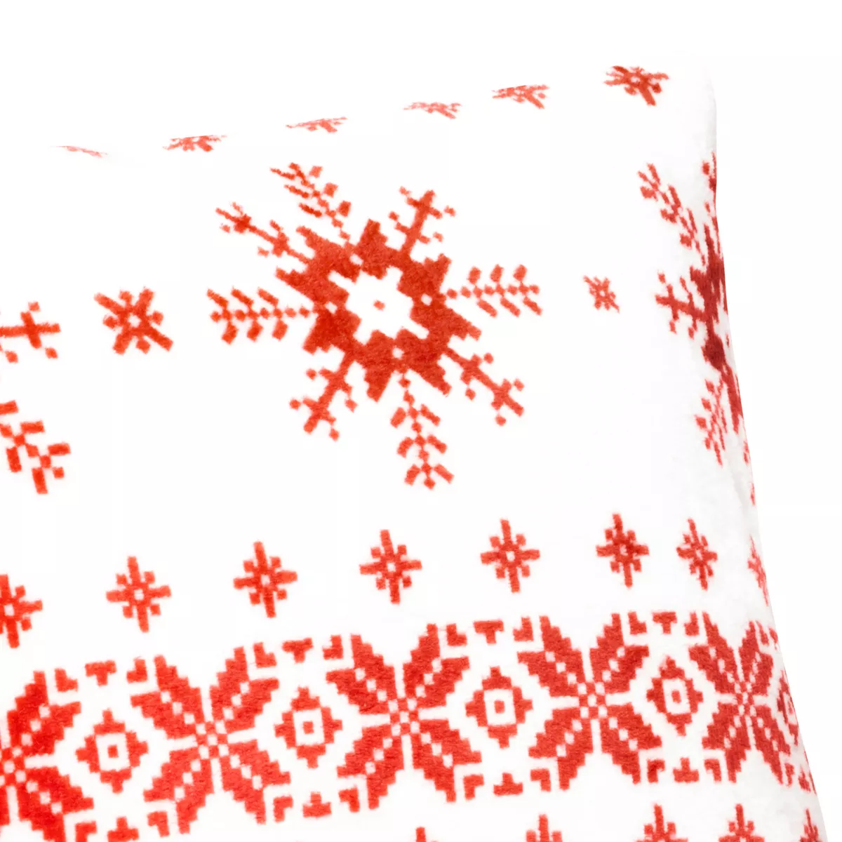 Cuscino natalizio quadrato (40 x 40 cm) Fiocchi di neve Rosso e bianco