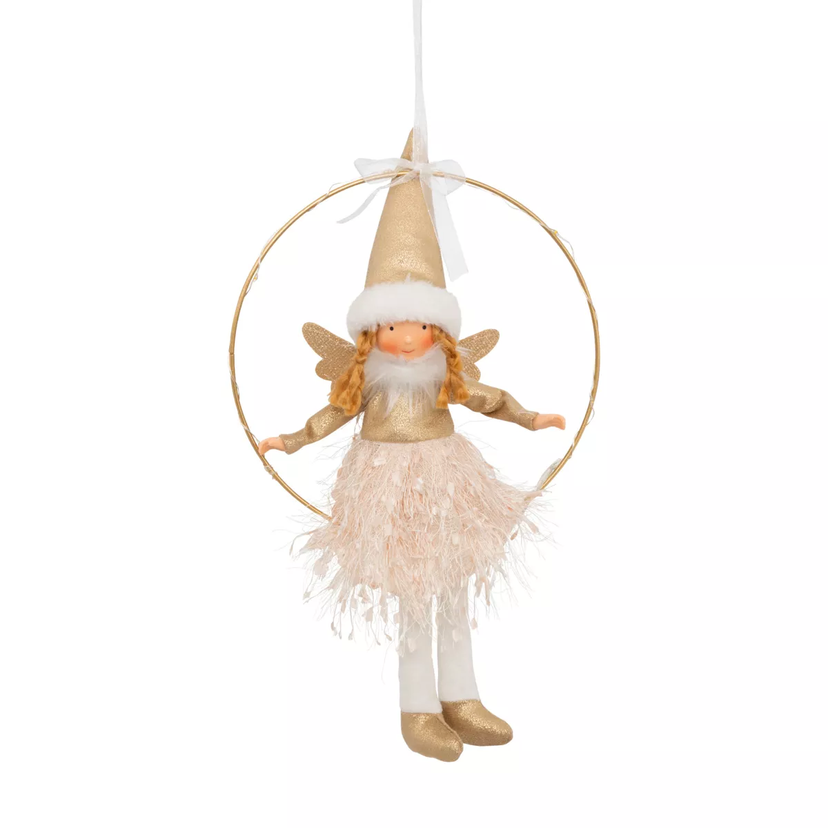 Leuchtender Weihnachtsengel mit Batteriebetrieb (H32 cm) Goldene Mondlichtfee