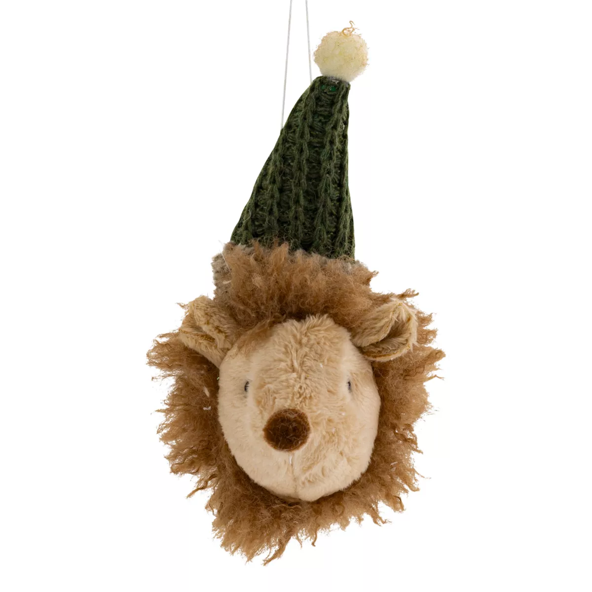 Decorazione Natalizia Sospesa (H15 cm) Testa di Riccio Marrone Chiaro