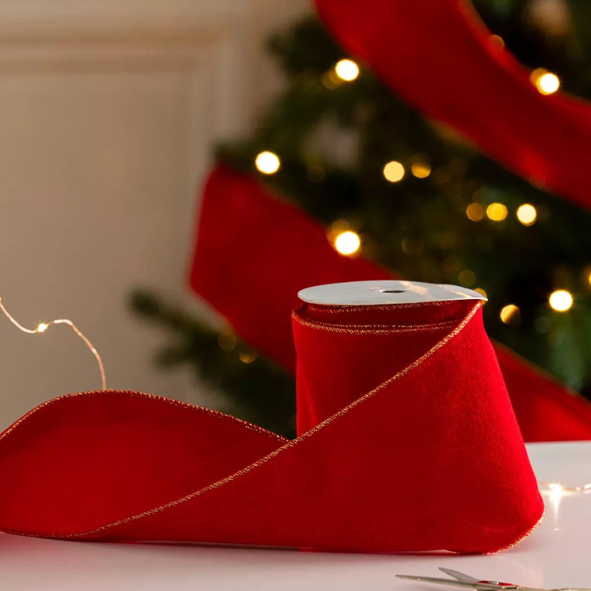 Weihnachtsgirlande Samtband (500 cm) Rot