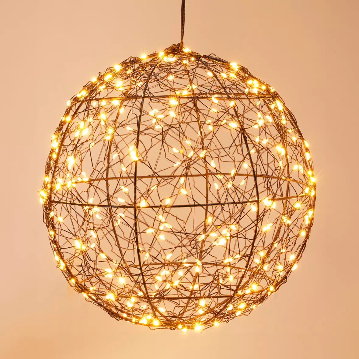 Sospensione luminosa 300 micro LED (D25 cm) Luce Polare Nero e Bianco caldo