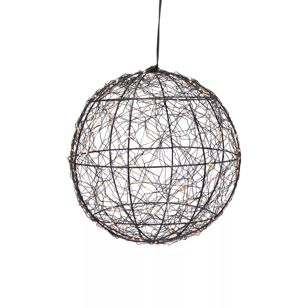 Sospensione luminosa 300 micro LED (D25 cm) Luce Polare Nero e Bianco caldo