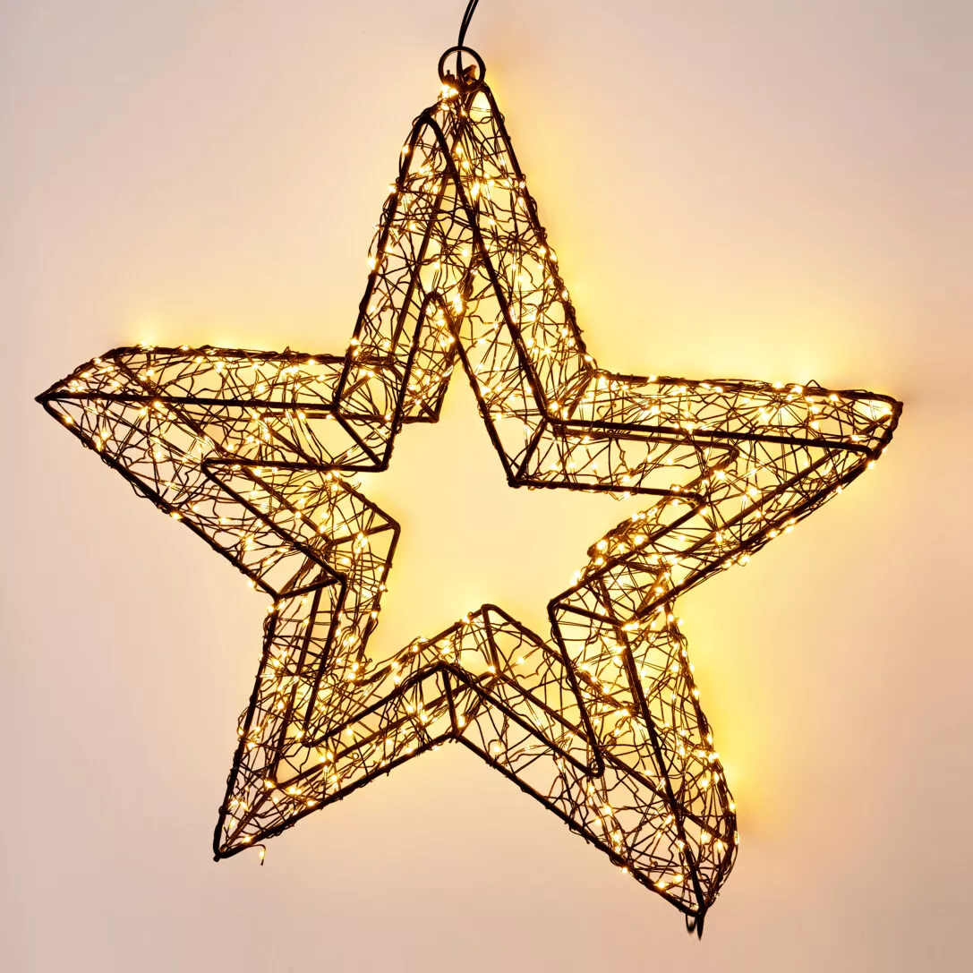 ƒTOILE AVEC LED 38CM NOIR