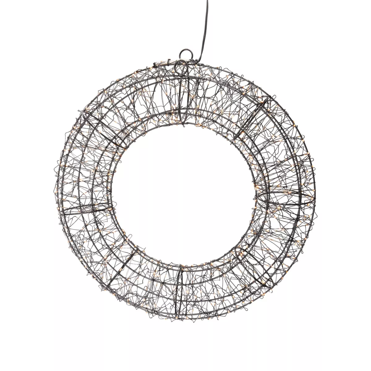 COURONNE AVEC LED 38CM NOIR