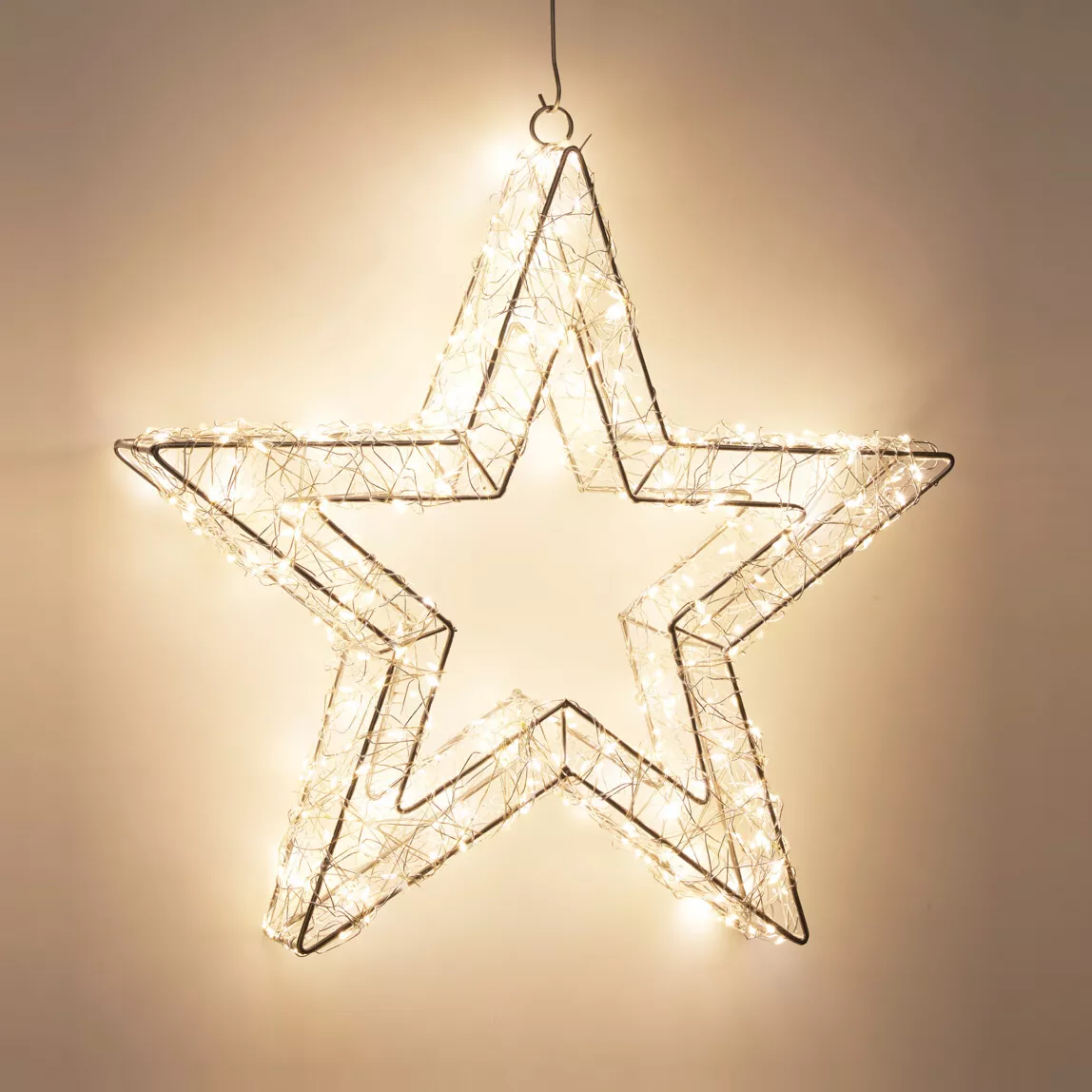 Stella luminosa da appendere 500 Micro LED (D38 cm) Star Light Argento e bianco freddo