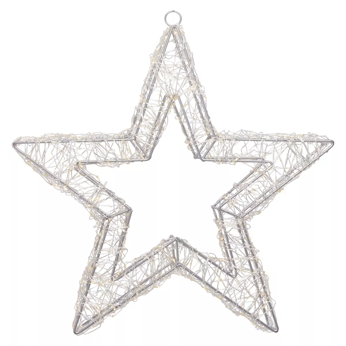 Stella luminosa da appendere 500 Micro LED (D38 cm) Star Light Argento e bianco freddo