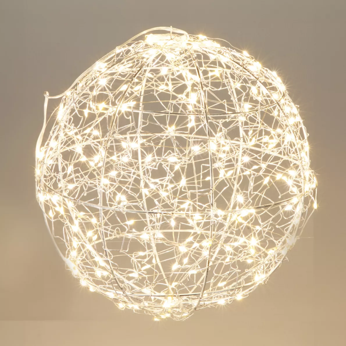 Sospensione luminosa 300 micro LED (D25 cm) Luce Polare Argento e bianco caldo