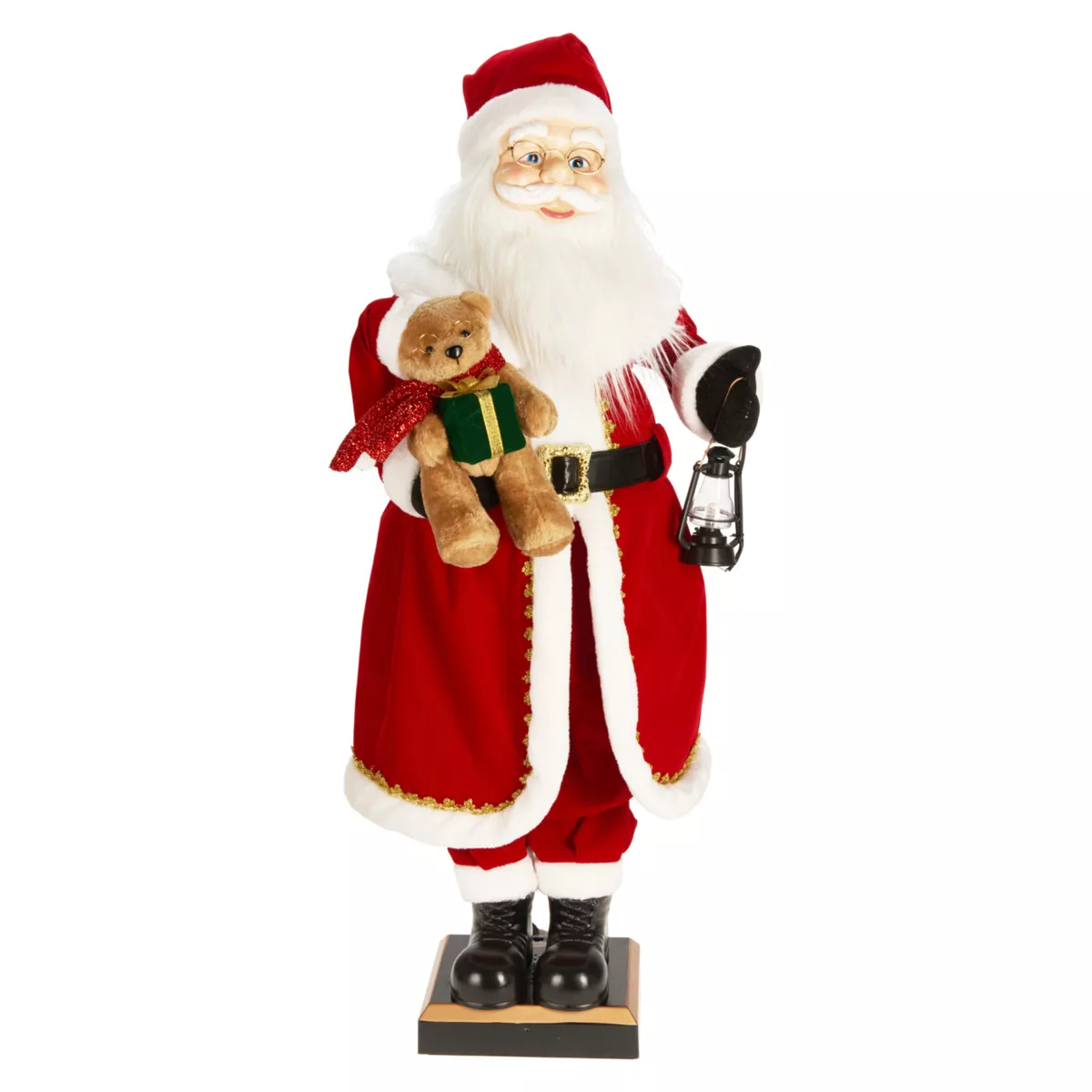 Automate musicale e luminoso (H110 cm) Babbo Natale e orsetto