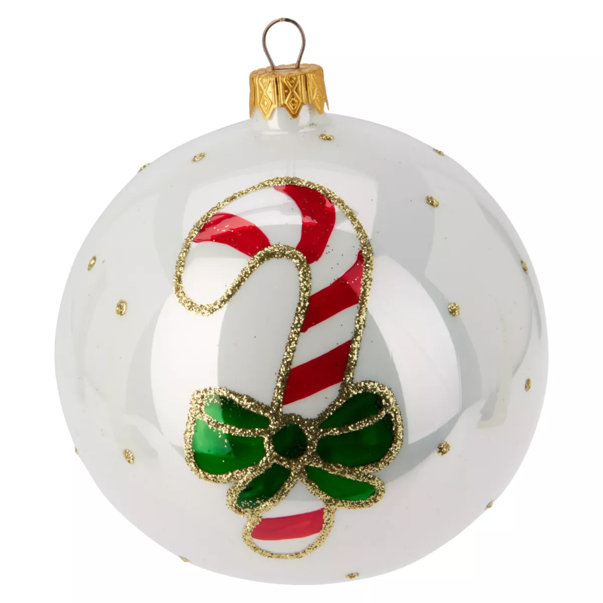 Set di 6 palline di Natale in vetro (D100 mm) Tenerezze Bianco perlato
