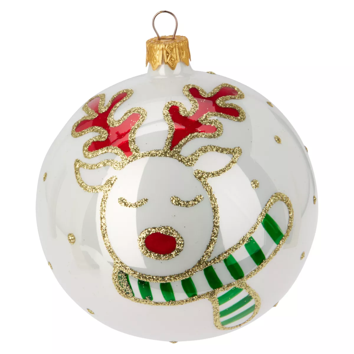 Set di 6 palline di Natale in vetro (D100 mm) Tenerezze Bianco perlato