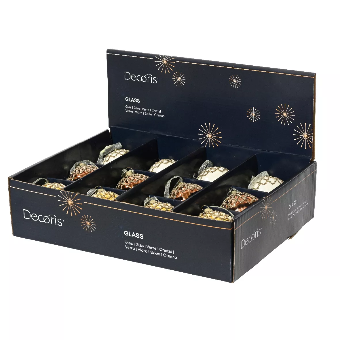 Set di 12 pendenti in vetro (H9 cm) Ghianda forestale Marrone Caffè