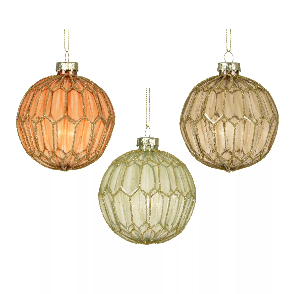 Set di 12 palline di Natale in vetro (D80 mm) Chic multicolore con glitter oro