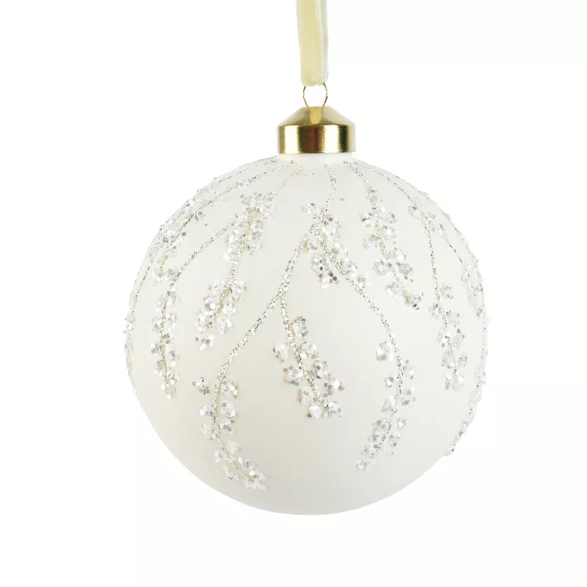 Pallina di Natale in vetro (D120 mm) Caduta di neve Bianco