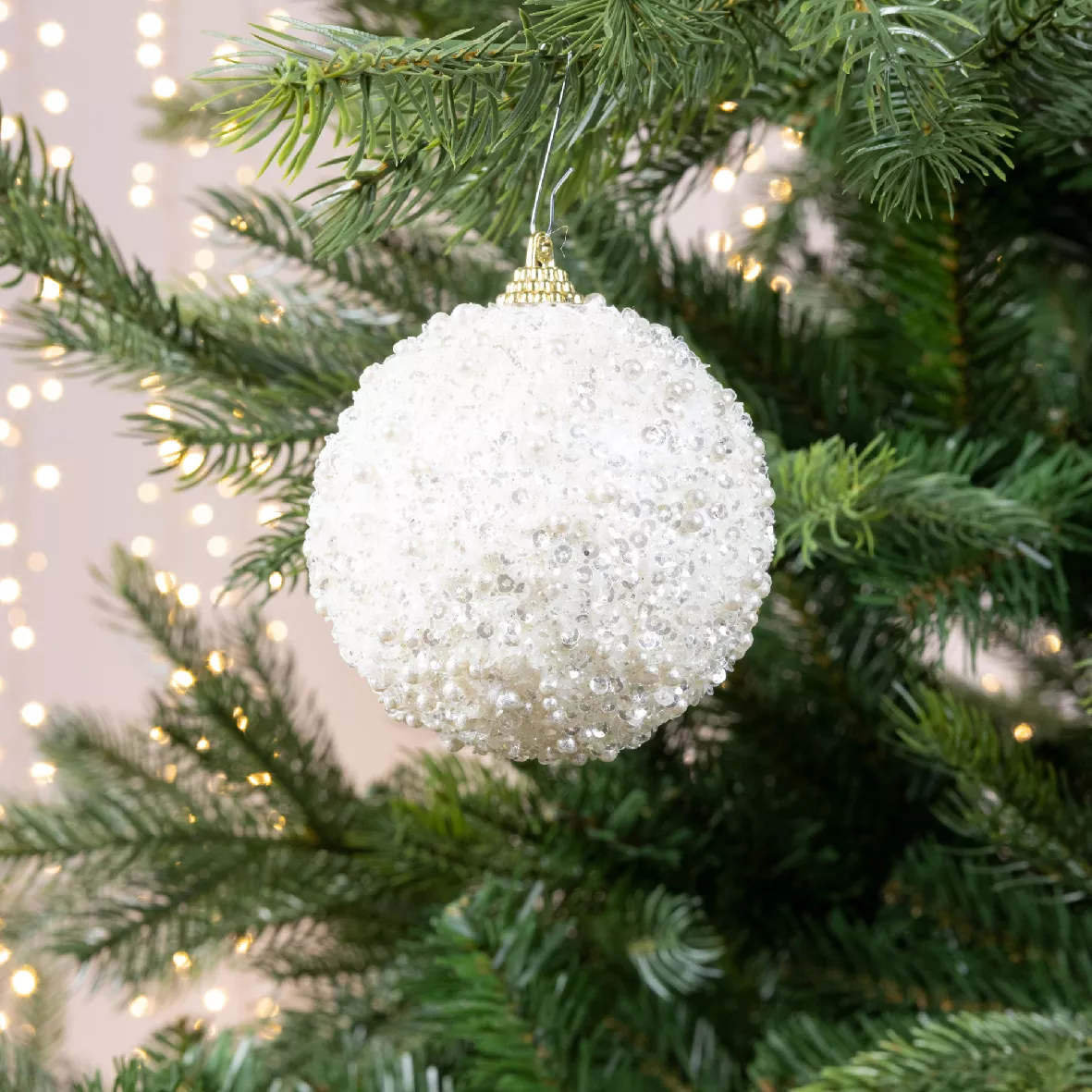 Set di 12 palline di Natale (D80 mm) Altesse perlata Bianco Lana