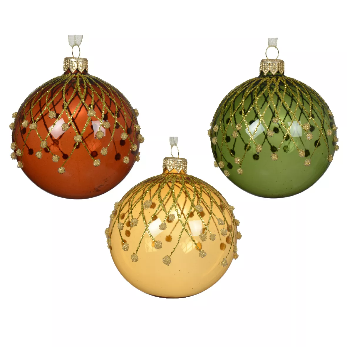 Lot de 6 boules de Noël en verre (D80 mm) Notte Dorata Multicolore