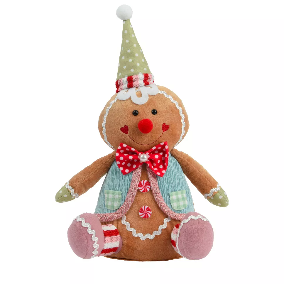 Dekorativer Lebkuchen sitzend (H40 cm) Johnny der Clown Mehrfarbig