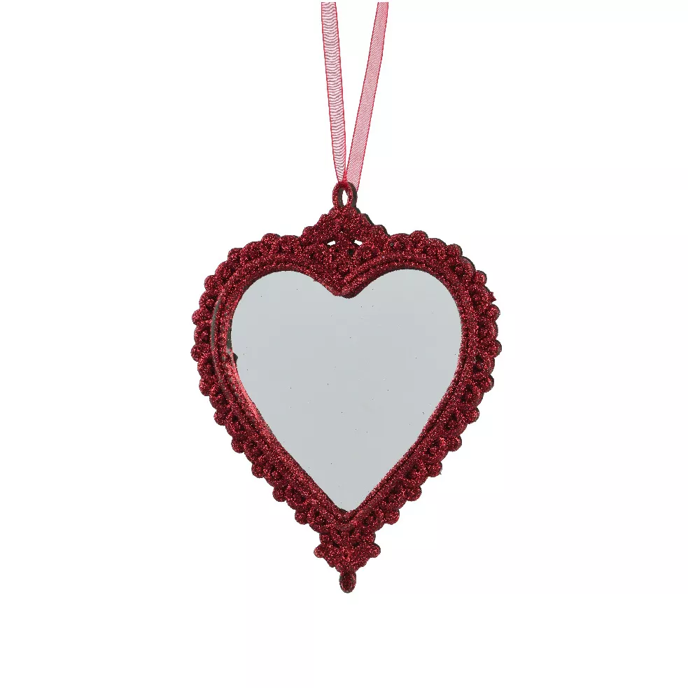 Decorazione natalizia sospesa (H14 cm) Cuore bohémien Rosso