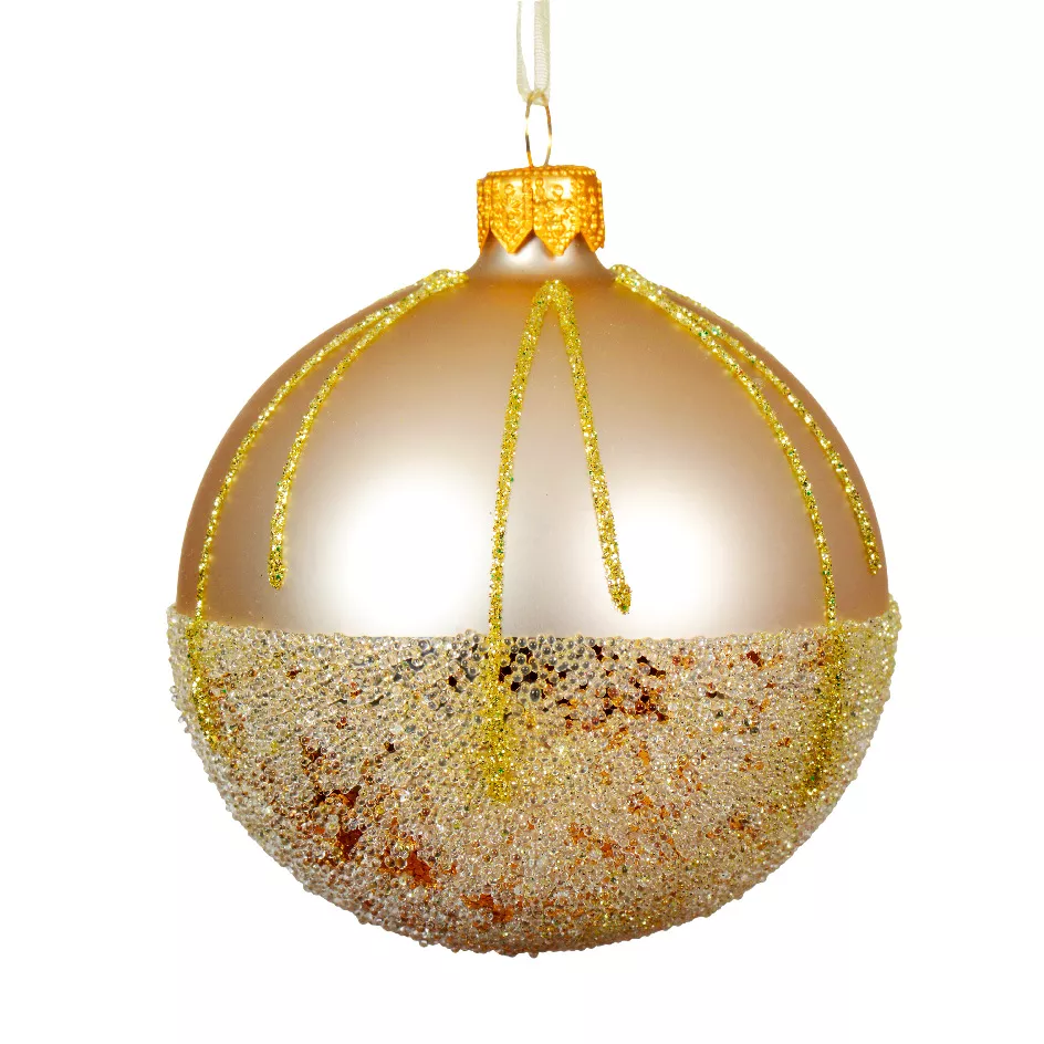 Lot de 6 boules de Noël en verre (D80 mm) Ballotine Perle