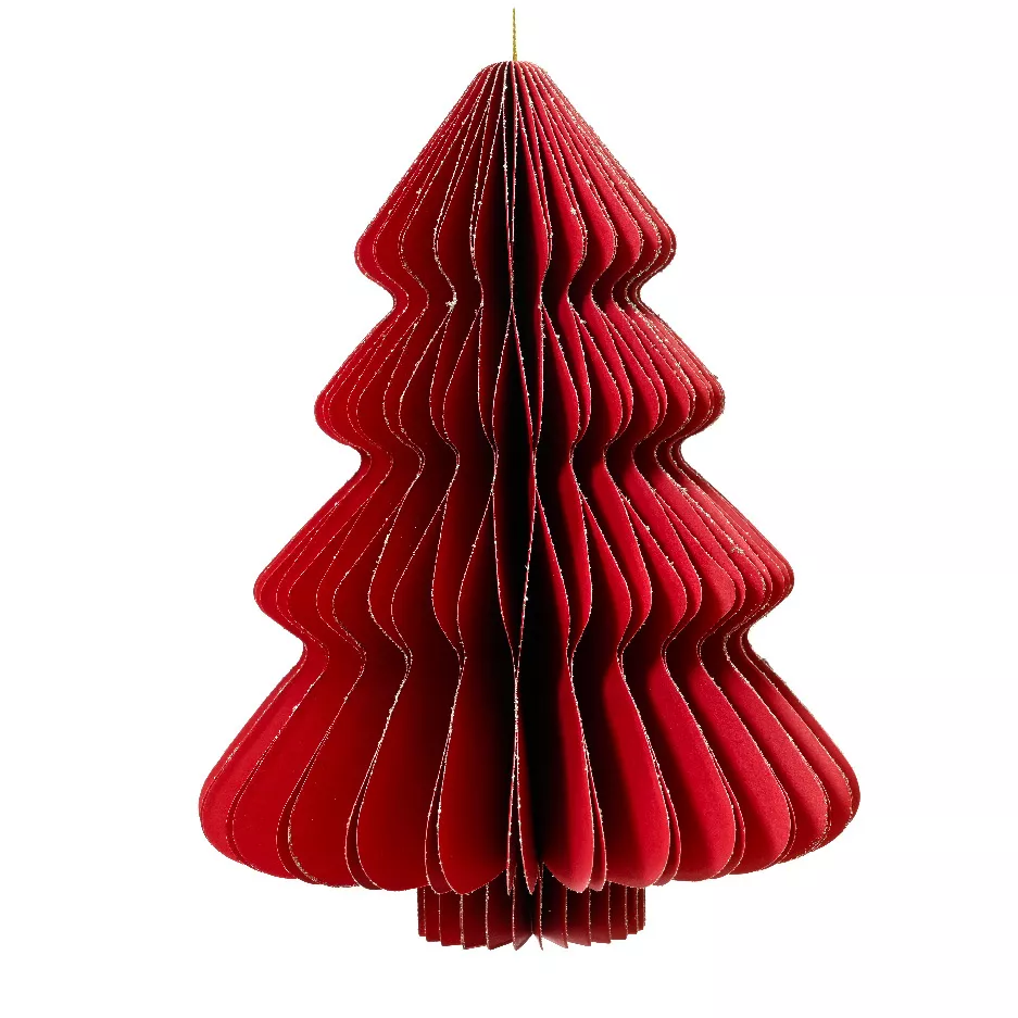 Albero di Natale in carta da appendere (H15 cm) con chiusura magnetica Rosso
