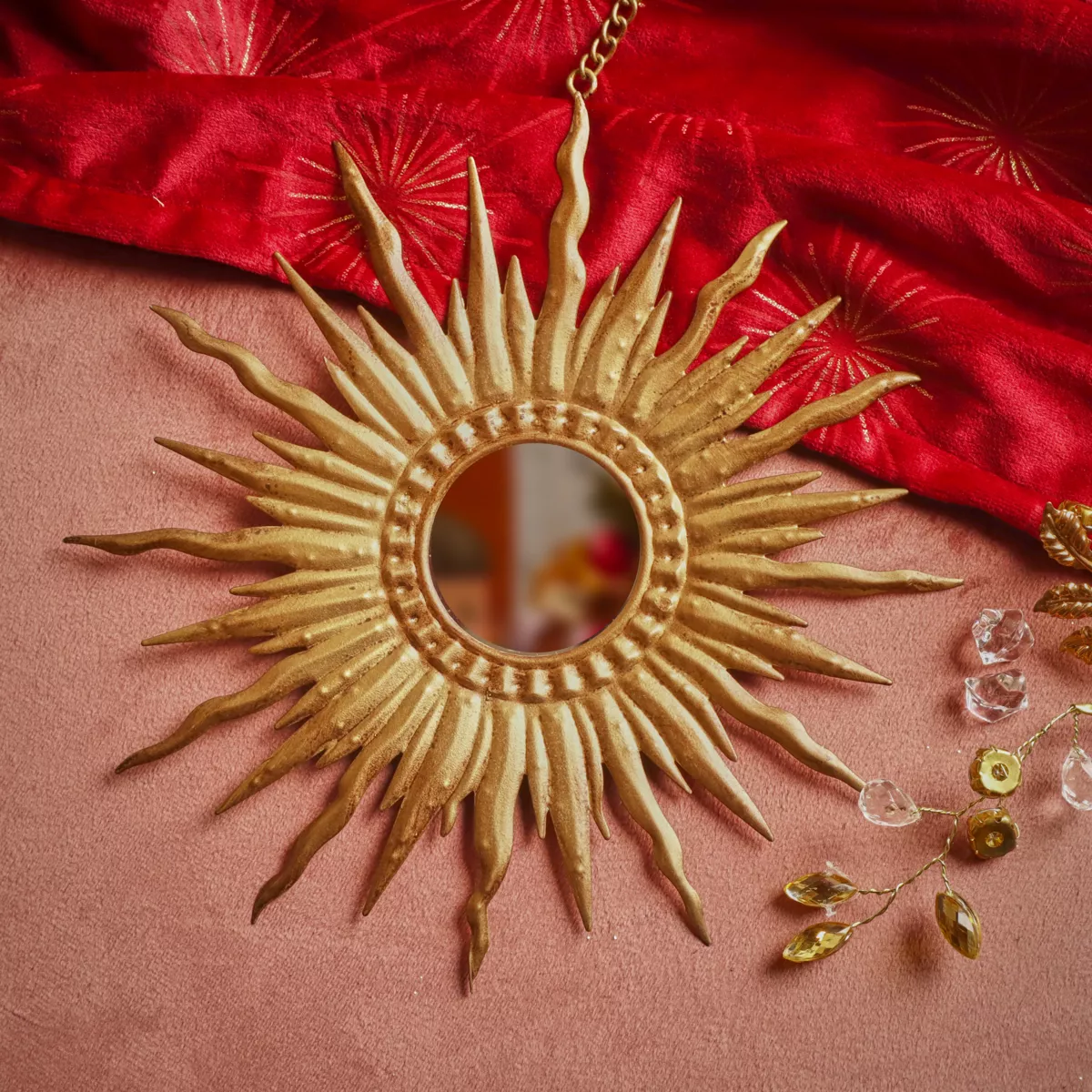 Adorno de Navidad colgante de metal (D18 cm) Girasol Oro