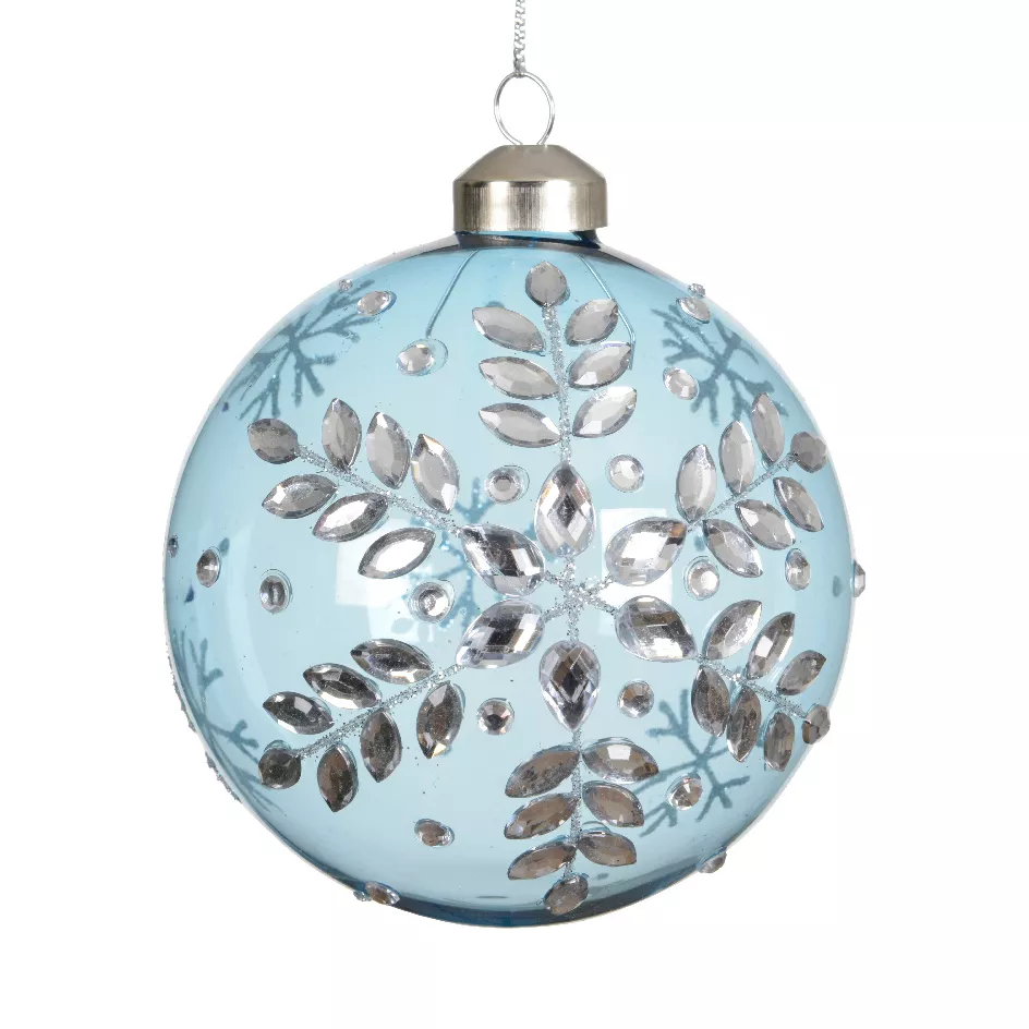 Set di 2 palline di Natale in vetro (D100 mm) Ghiaccio di diamante Blu cielo