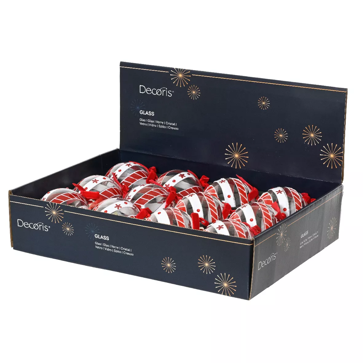 Set di 12 palline di Natale in vetro (D80 mm) Sölden Rosso e bianco