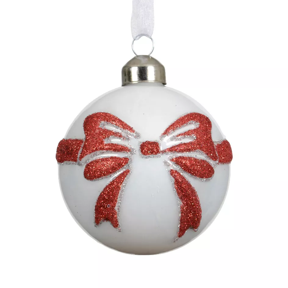 Set di 3 Palline di Natale in vetro (D80 mm) Scarlette Bianco e Rosso