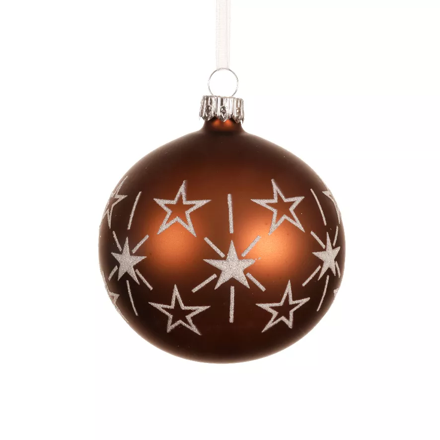 Set di 6 palline di Natale in vetro (D80 mm) Stelle in festa Marrone caffè