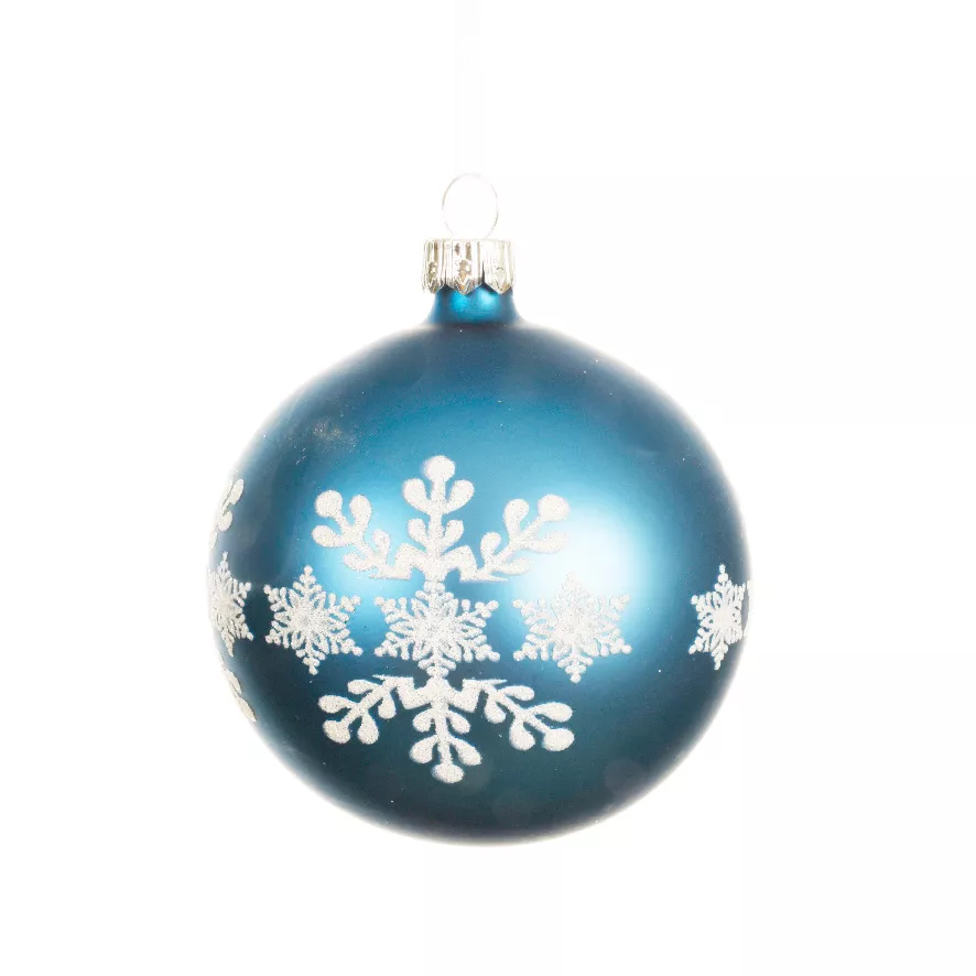 Set di 6 palline di Natale in vetro (D80 mm) Fiocco di neve Blu brillante