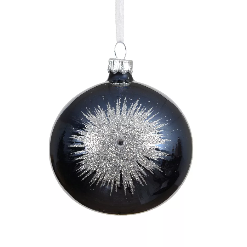 Set di 6 palline di Natale in vetro (D80 mm) Scintilla d'inverno Blu notte e Argento