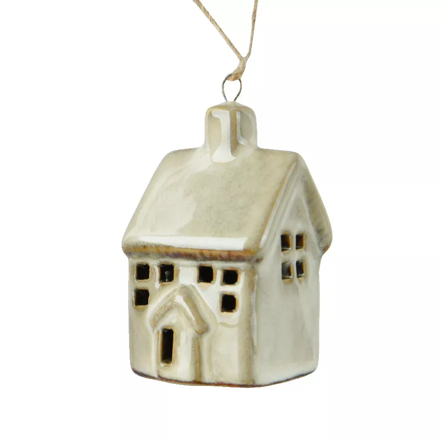Kerstophanging in porselein (H7 cm) Zoete Huis Beige