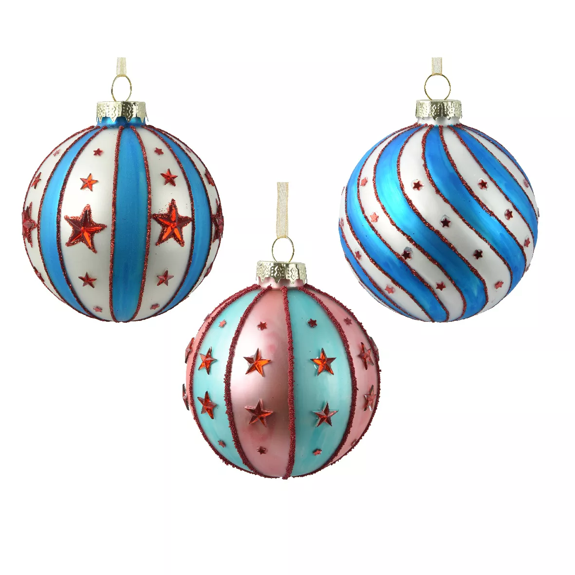 Set di 12 palline di Natale in vetro (D80 mm) Grande Tendone Multicolore