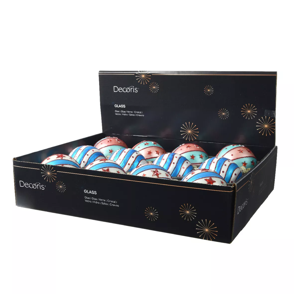 Set di 12 palline di Natale in vetro (D80 mm) Grande Tendone Multicolore