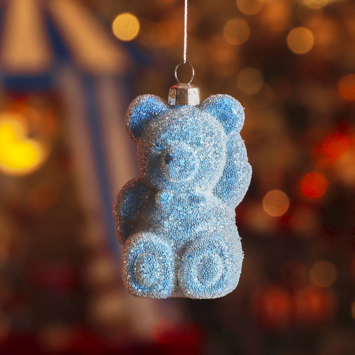 Set di 2 pendenti di Natale (H9 cm) Orsetto di zucchero Blu
