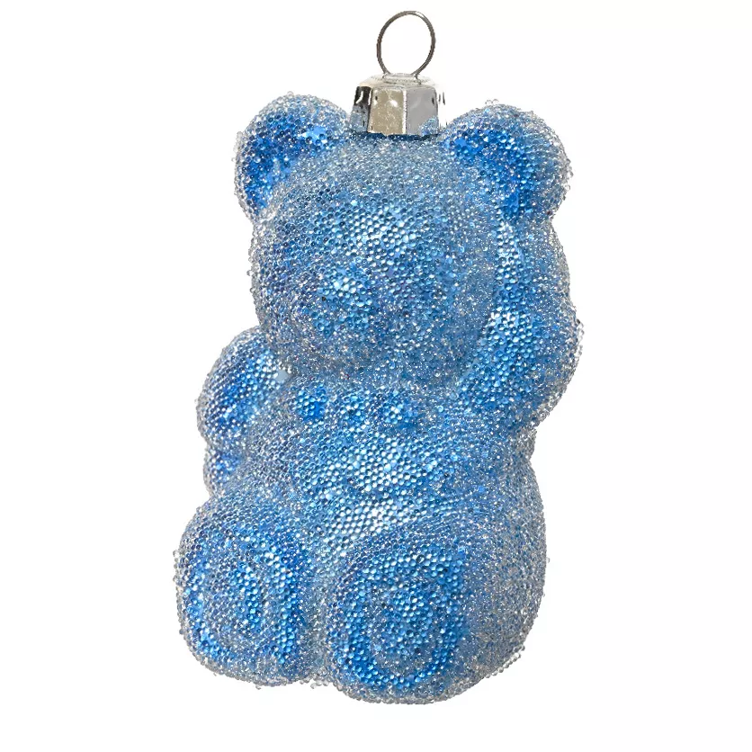 Set di 2 pendenti di Natale (H9 cm) Orsetto di zucchero Blu