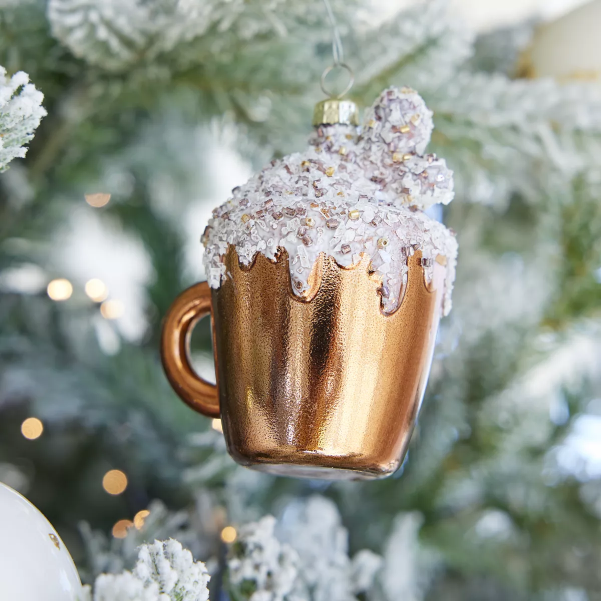 Tazza da caffè da appendere (H9 cm) Infrangibile e glitterata Marrone