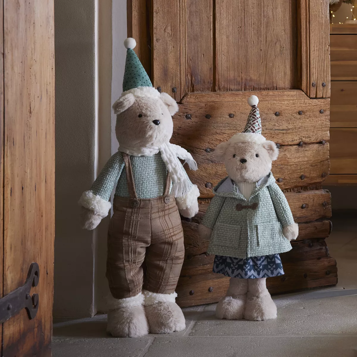 Orso delle nevi (H75 cm) Gabriel Beige e verde chiaro