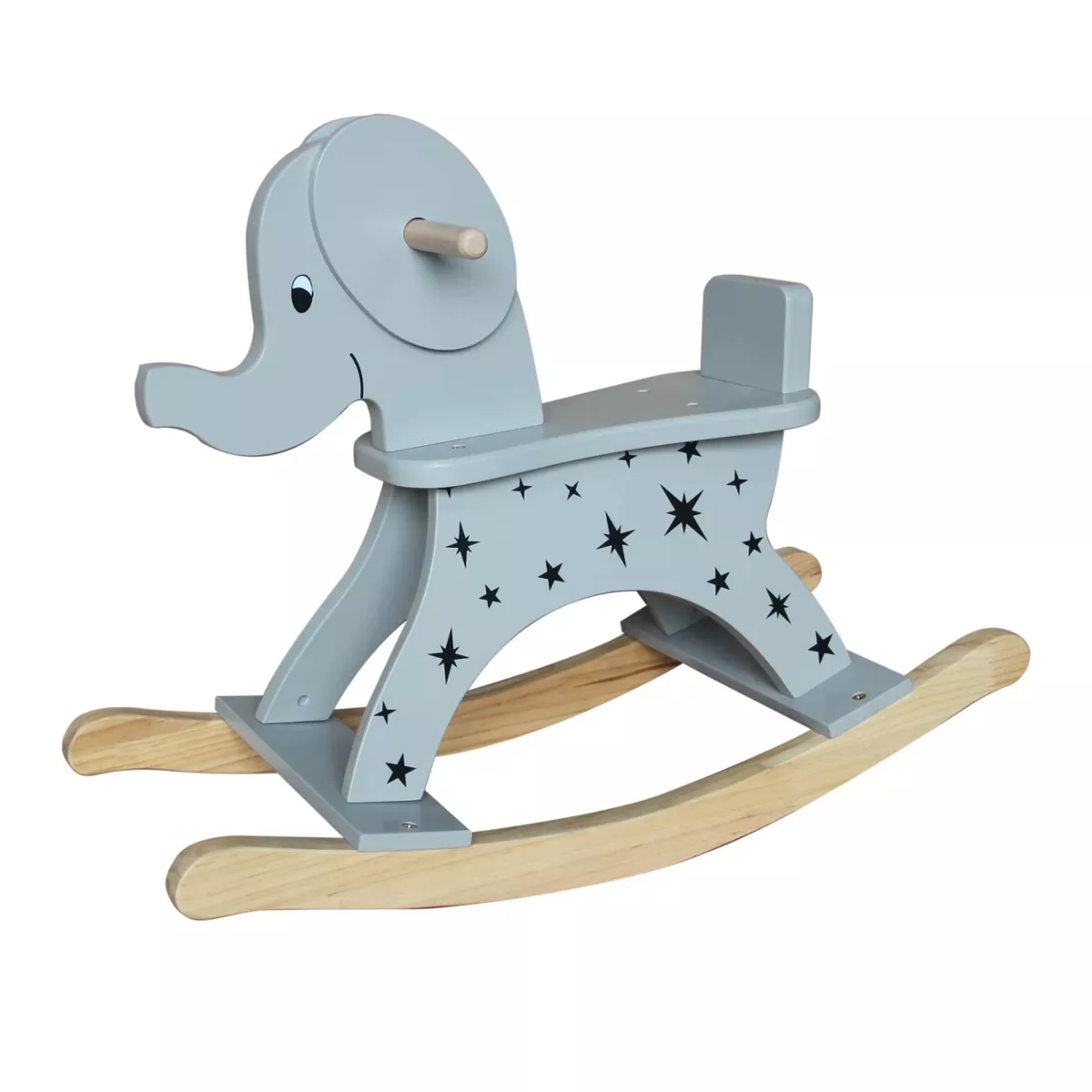 Elephant à bascule bois (H53 cm) Stars Bleu