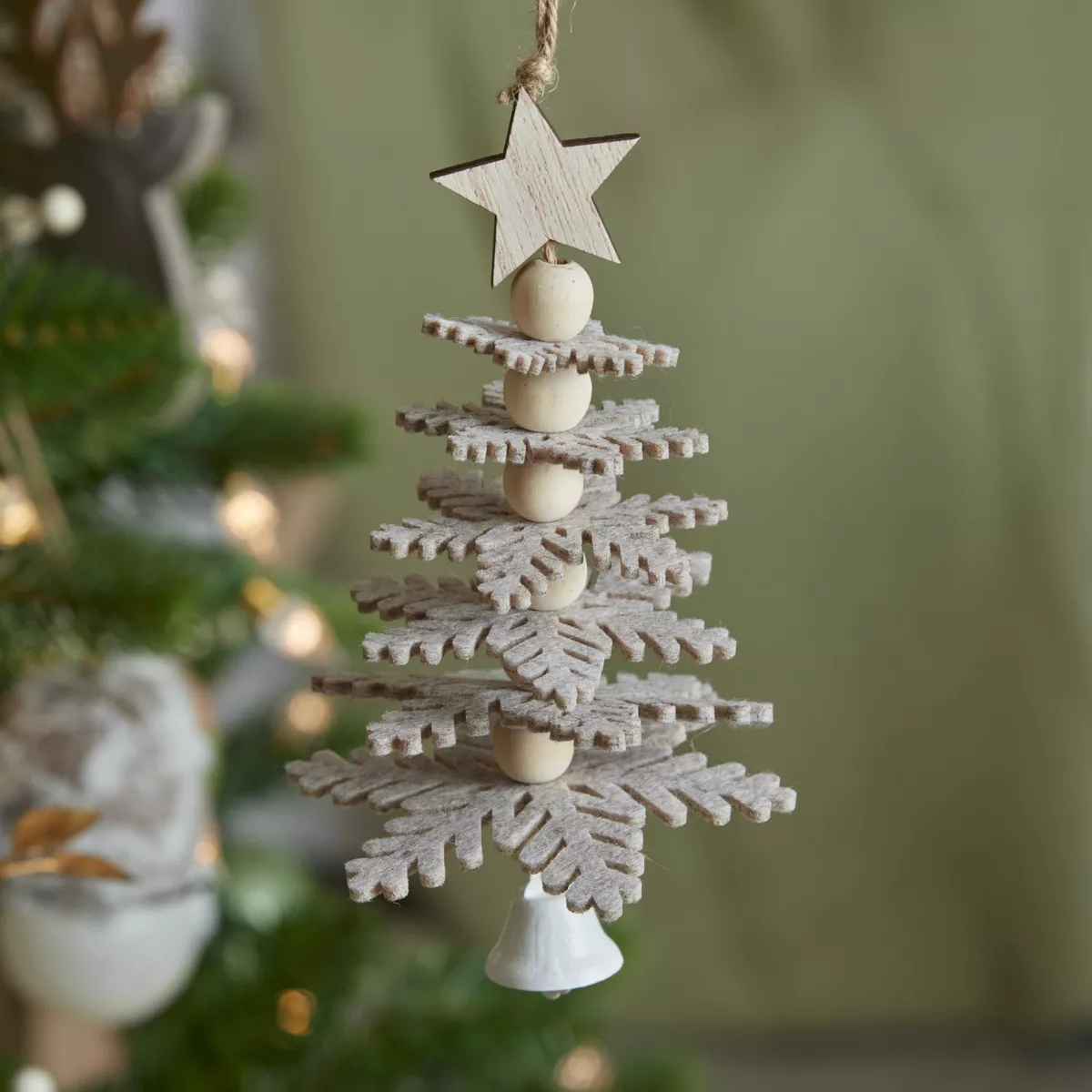 Decorazione natalizia sospesa in feltro (H17 cm) Albero incantato Grigio