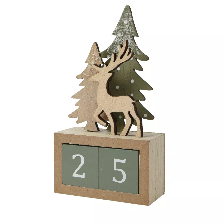 1 Calendrier avent contreplaque L10-W4.50-H18cm assorti 