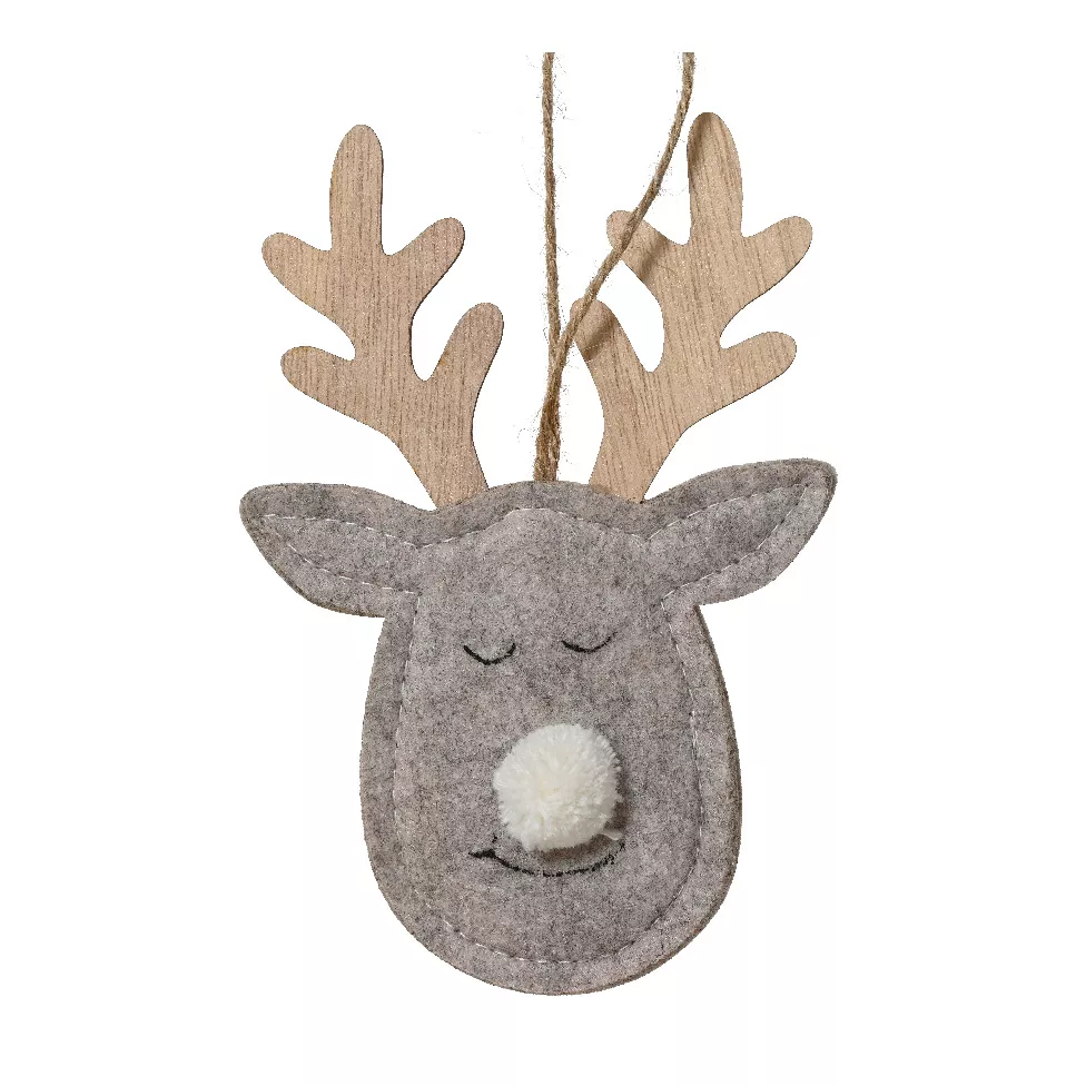 Decorazione natalizia in legno (H15 cm) Cervo, maestosità del bosco Grigio